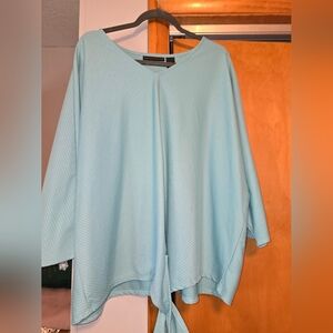 Light Blue Women's Top with knot tie at waist